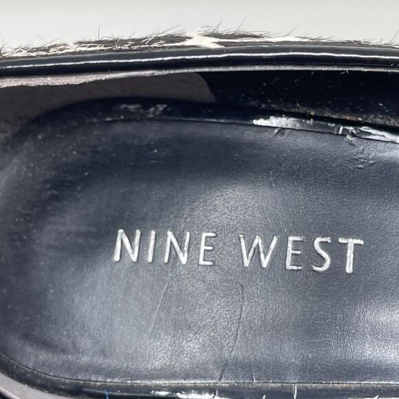 Nine West Women's Stiletto Calf Hair Giraffe Peep Toe Heels Black White Size 7.5 - Picture 8 of 10
